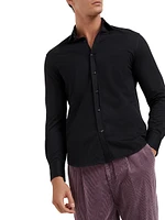 Cotton Piqué Basic Fit Shirt with Spread Collar