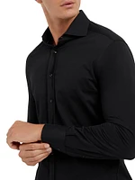 Cotton Piqué Basic Fit Shirt with Spread Collar