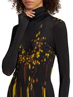 Abstract Floral Turtleneck Top