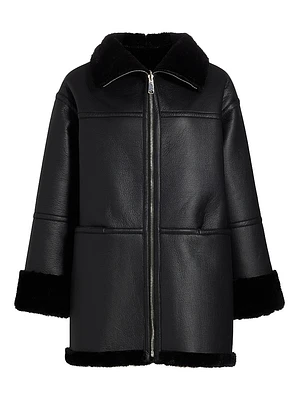 Ally Faux Leather & Fur Coat