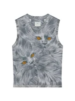 Printed Cat Tank Top Cotton