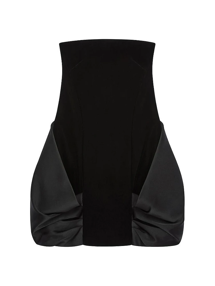 Bi-Material Bustier Draped Dress