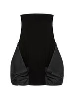 Bi-Material Bustier Draped Dress