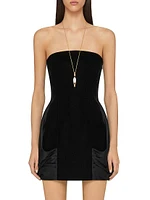 Bi-Material Bustier Draped Dress