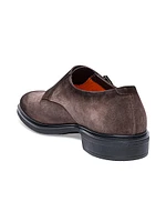 Burnished Suede Monk-Strap Loafers