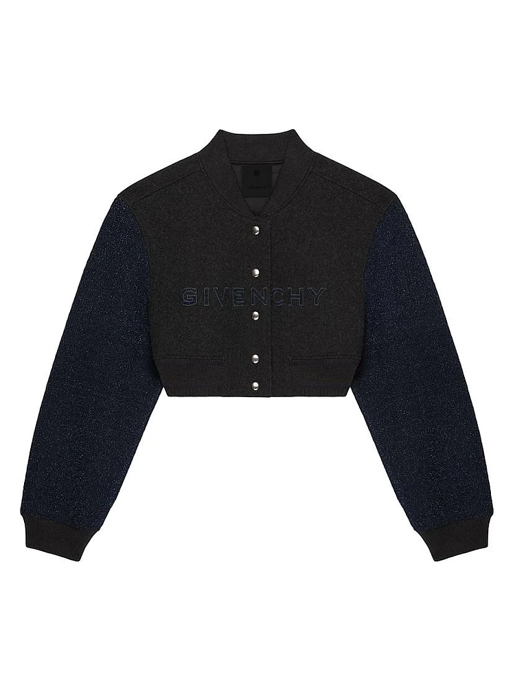 Cropped Varsity Jacket Wool & Denim