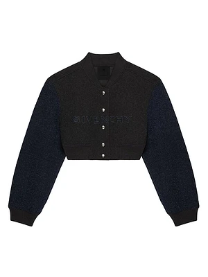 Cropped Varsity Jacket Wool & Denim