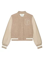 Alpaca Bouclette Wool & Leather Varsity Jacket