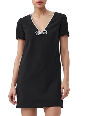Obelle Rhinestone-Trim Short-Sleeve Minidress