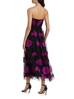 Perle Floral Tulle Strapless Maxi Dress