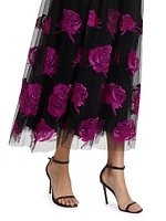 Perle Floral Tulle Strapless Maxi Dress