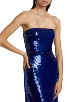 Mira Sequin Strapless Gown
