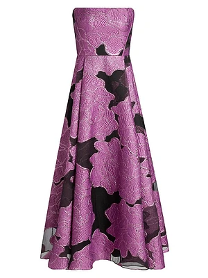 Elle Strapless Floral Jacquard Maxi Dress