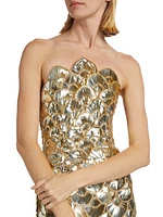 Strapless Sequin Scallop Column Gown