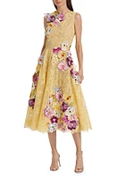 Orchid Threadwork Picot Lace A-Line Dress