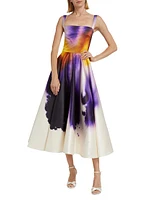 Abstract Orchid Satin Cocktail Dress