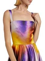 Abstract Orchid Satin Cocktail Dress