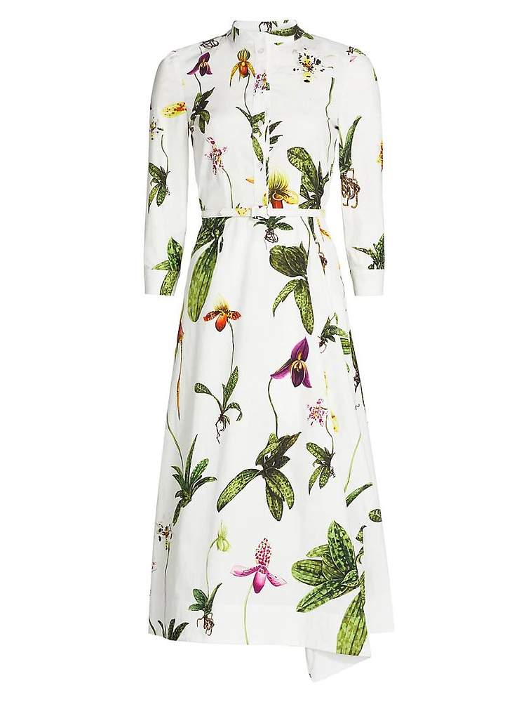 Orchid Poplin Drape Shirtdress