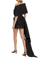 Draped Stole Mini Cocktail Dress