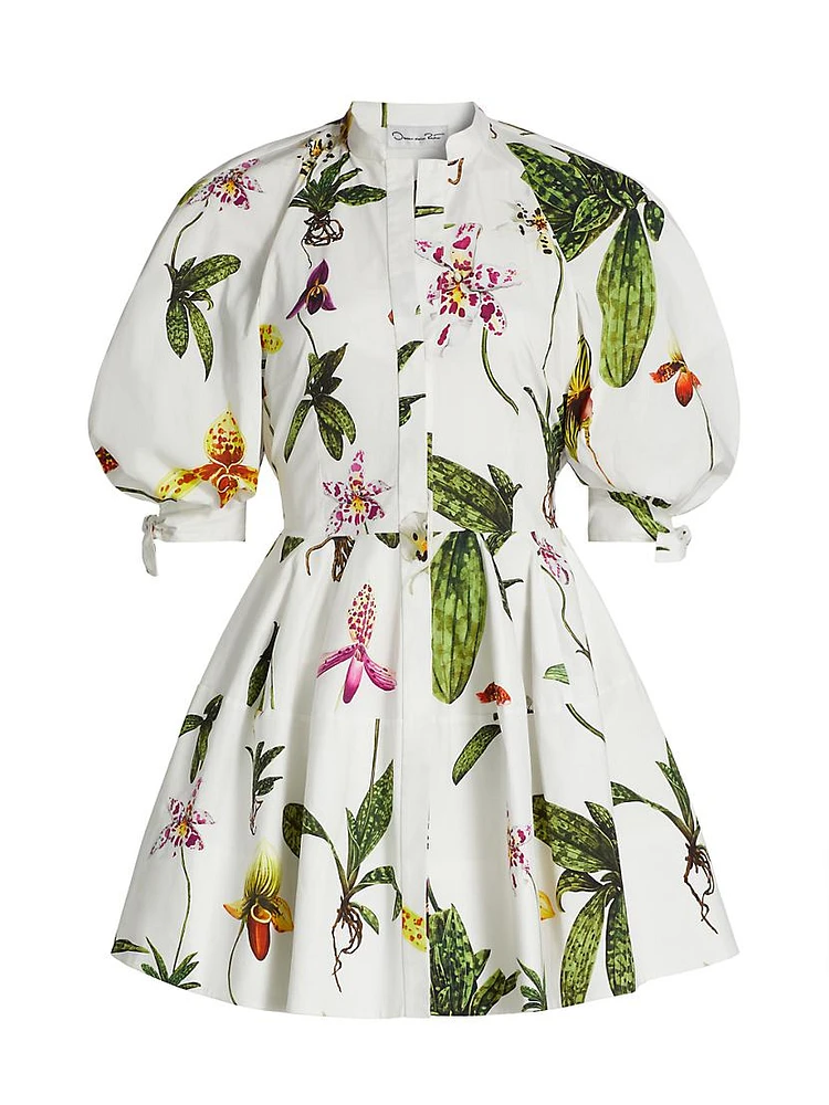 Orchid Poplin Puff-Sleeve Shirtdress