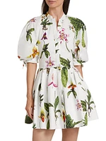 Orchid Poplin Puff-Sleeve Shirtdress