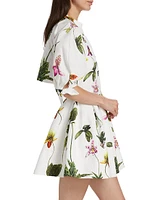 Orchid Poplin Puff-Sleeve Shirtdress