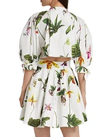 Orchid Poplin Puff-Sleeve Shirtdress