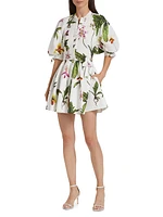 Orchid Poplin Puff-Sleeve Shirtdress