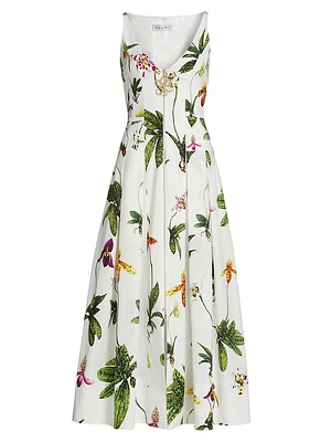 Orchid Poplin Zip-Front Cocktail Dress