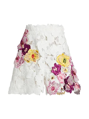 Climbing Orchid Guipure Lace Shorts