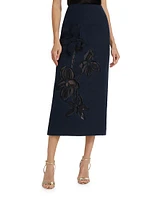 Tweed Embroidered Midi-Skirt