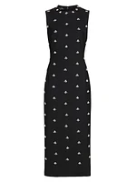 Wool Faux-Pearl Sleeveless Midi-Dress