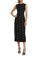 Wool Faux-Pearl Sleeveless Midi-Dress