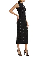 Wool Faux-Pearl Sleeveless Midi-Dress