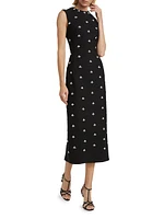 Wool Faux-Pearl Sleeveless Midi-Dress