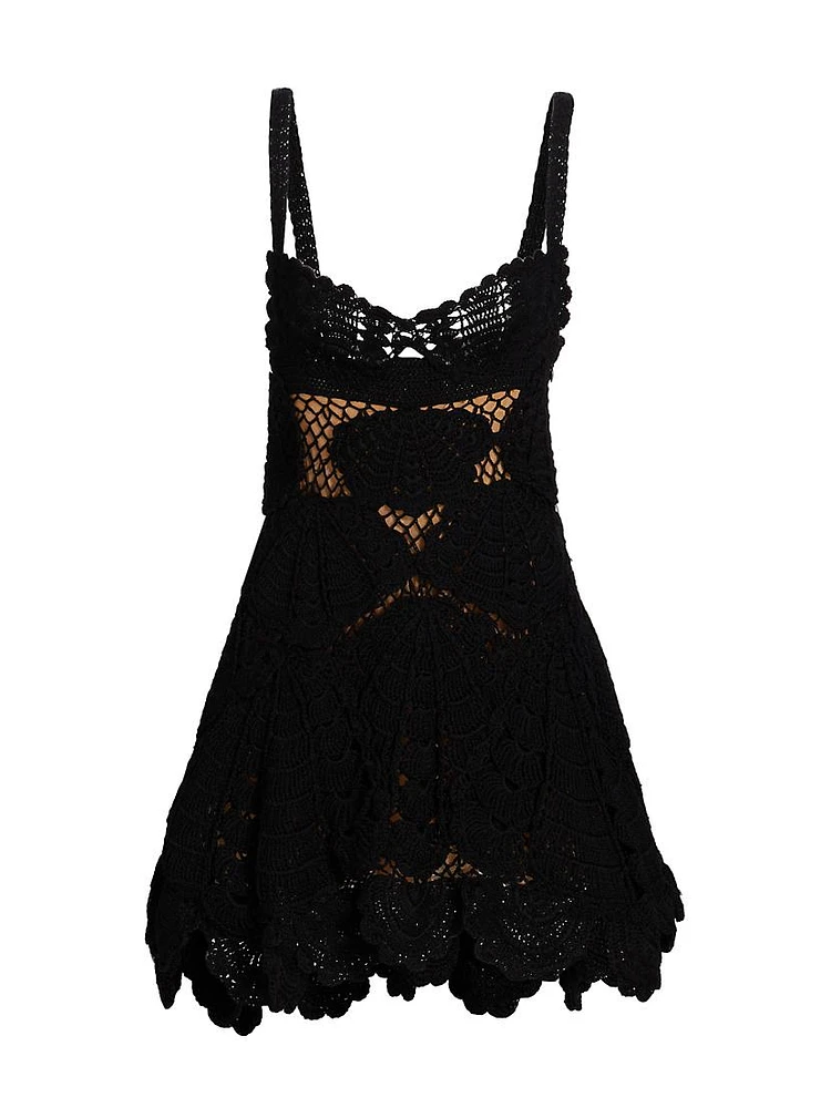 Shell Crochet Sweetheart Minidress