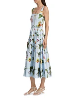 Floral Cotton Belted Midi-Dress