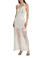 Crochet Orchid Halter Maxi Dress