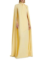 Silk Tie-Neck Cape Gown