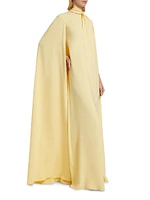 Silk Tie-Neck Cape Gown