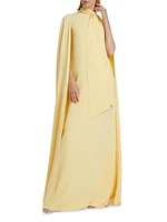 Silk Tie-Neck Cape Gown