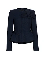 Tweed Appliqué Peplum Jacket