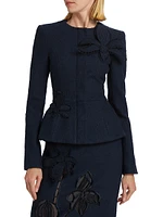 Tweed Appliqué Peplum Jacket