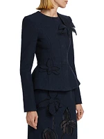 Tweed Appliqué Peplum Jacket