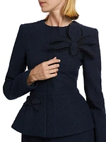 Tweed Appliqué Peplum Jacket