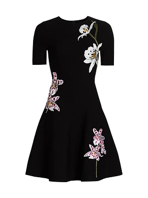 Floral-Embroidered Minidress