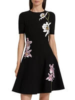 Floral-Embroidered Minidress