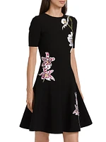 Floral-Embroidered Minidress