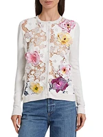 Floral-Embroidered Silk-Blend Cardigan