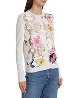 Floral-Embroidered Silk-Blend Cardigan